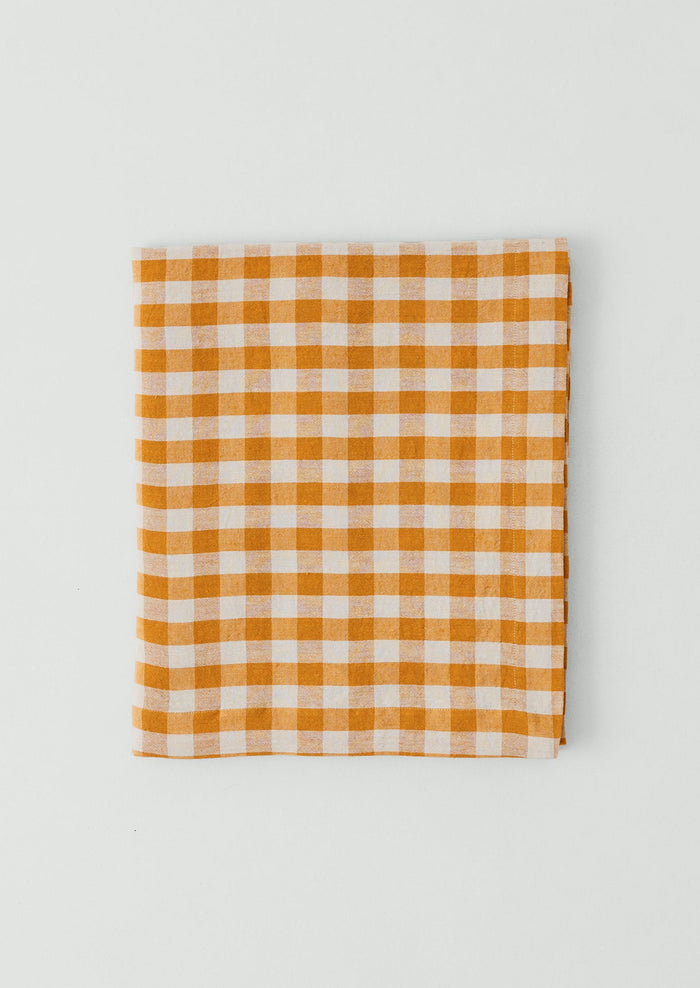 Orchard Check Linen Cotton Tablecloth | Mist/Cider
