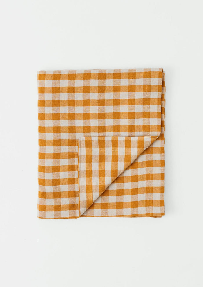 Orchard Check Linen Cotton Tablecloth | Mist/Cider