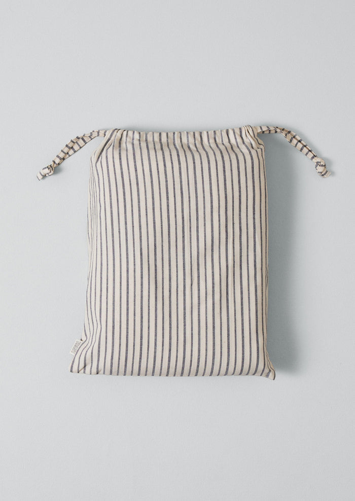 Organic Cotton Pajama Stripe Flat Sheet | Navy/Ecru