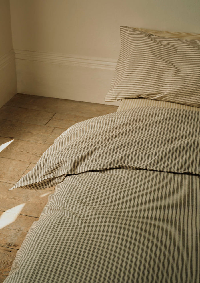 Organic Cotton Ticking Stripe Housewife Pillowcase | Ecru/Graphite
