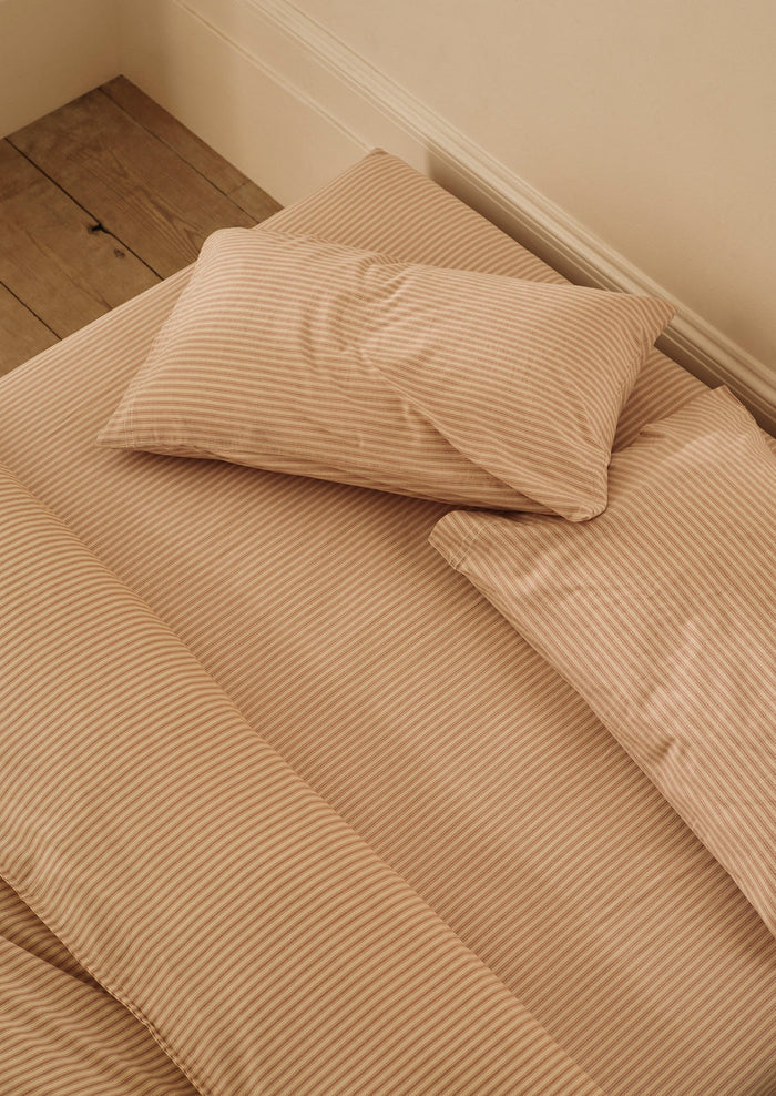 Organic Cotton Ticking Stripe Housewife Pillowcase | Ecru/Rose