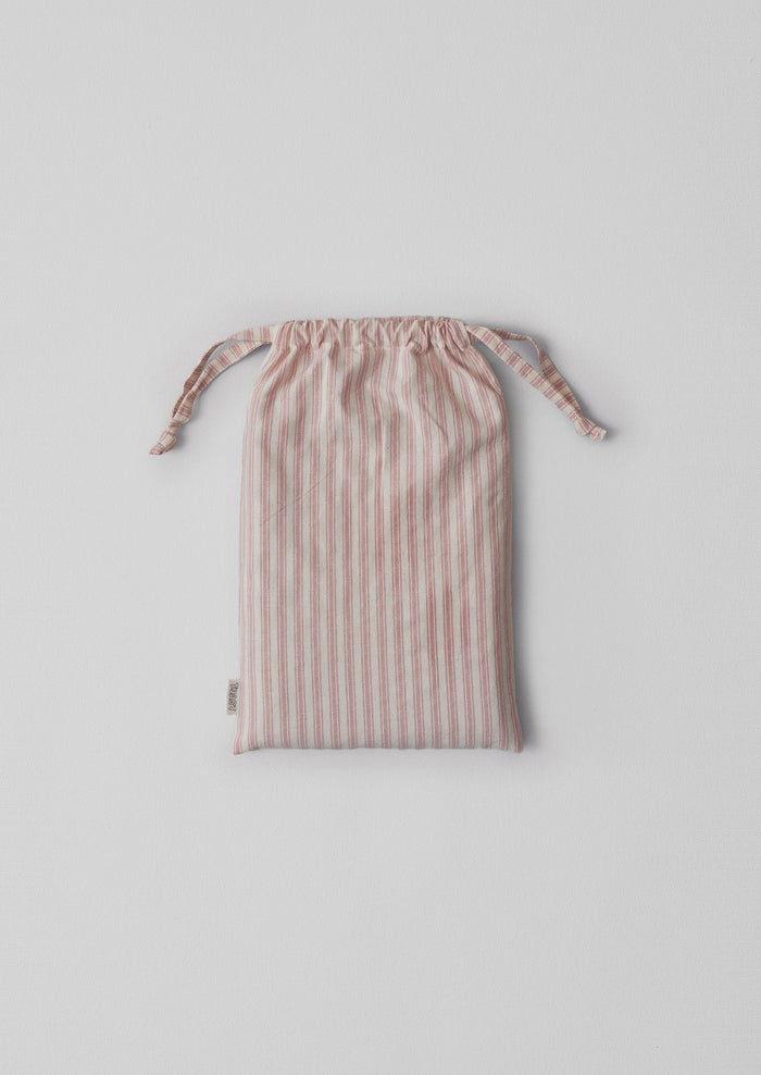 Organic Cotton Ticking Stripe Housewife Pillowcase | Ecru/Rose