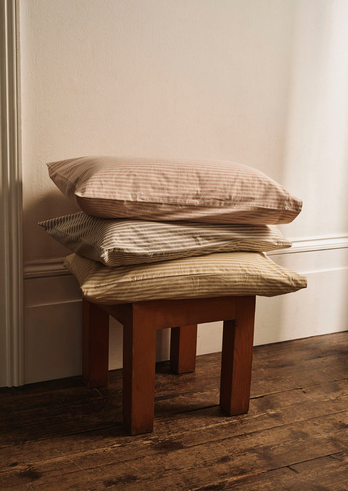 Organic Cotton Ticking Stripe Housewife Pillowcase | Ecru/Straw