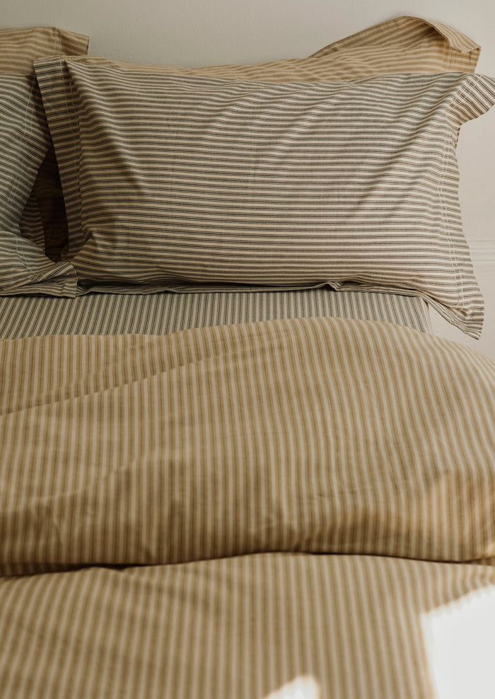 Organic Cotton Ticking Stripe Oxford Pillowcase | Ecru/Graphite