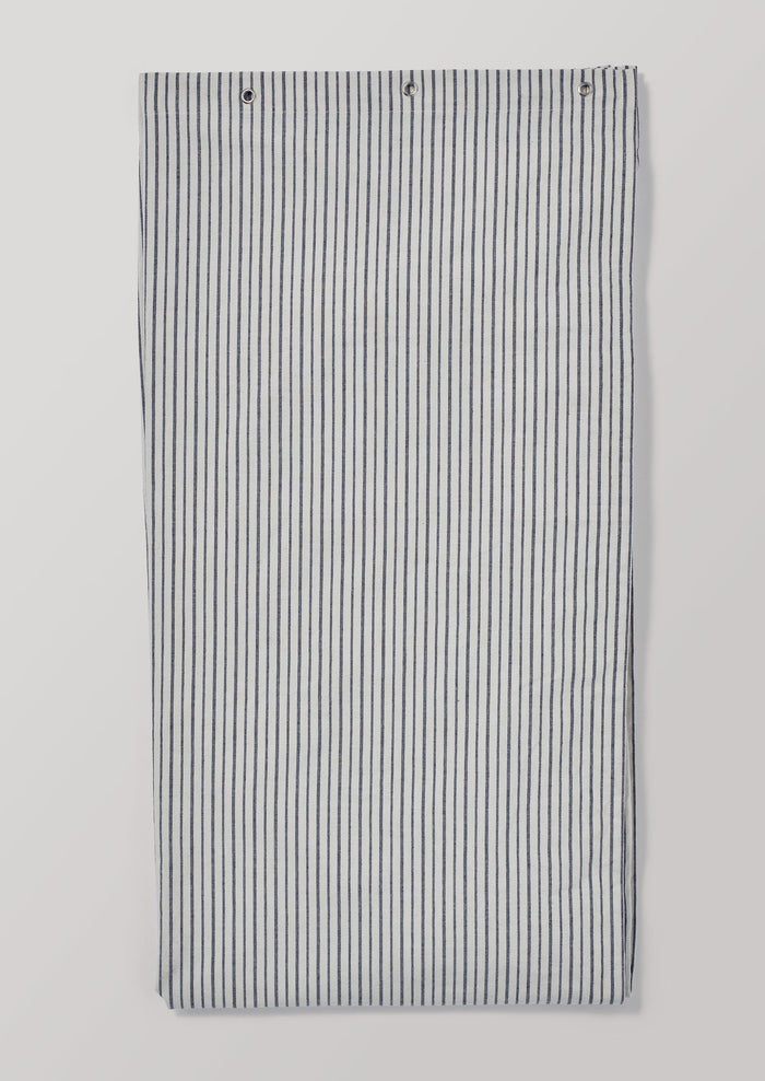 Organic Pyjama Stripe Shower Curtain | Navy/Ecru