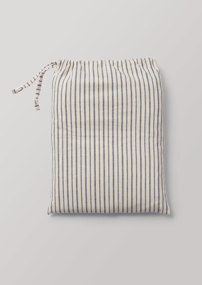 Organic Pyjama Stripe Shower Curtain | Navy/Ecru