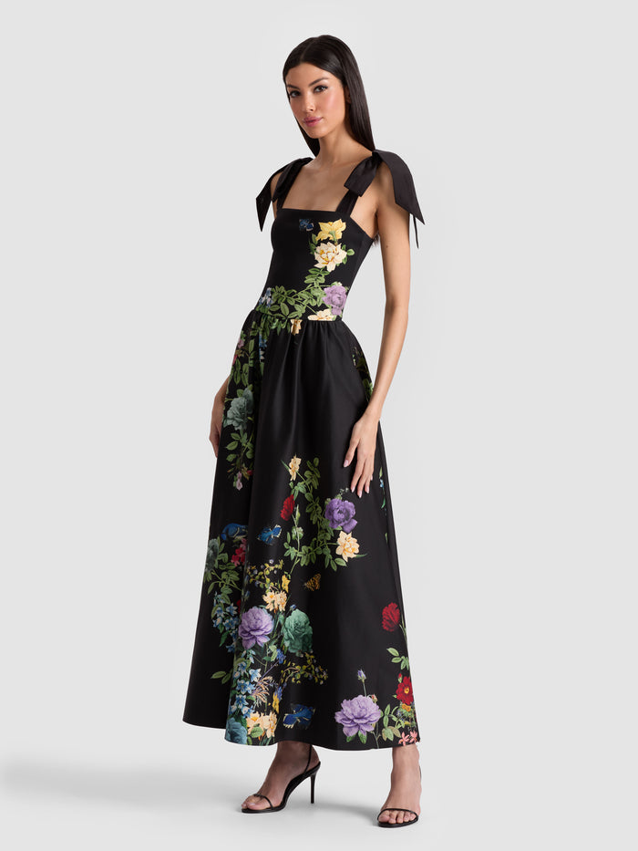 ORIANA DROP WAIST MIDI DRESS - VENUS FLORAL