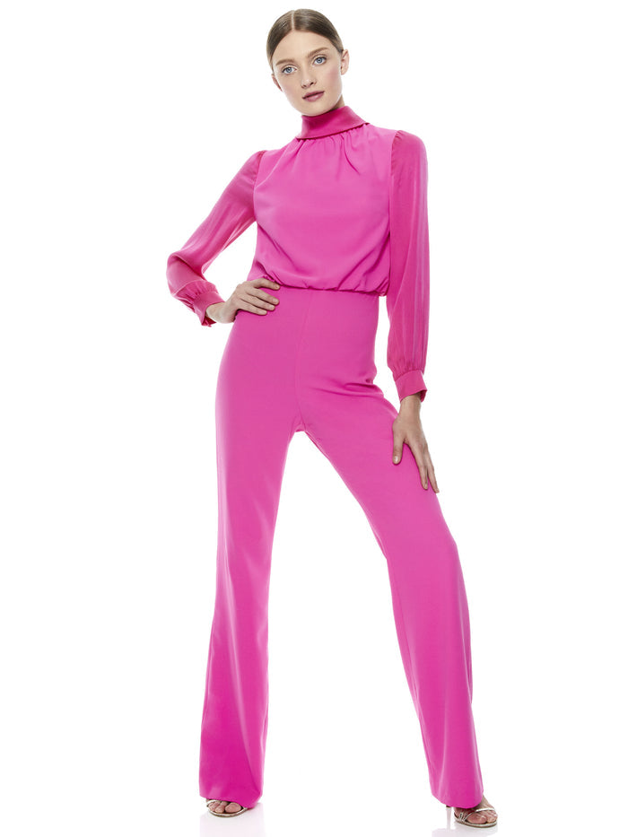 OZELLA MOCK NECK JUMPSUIT - WILD PINK