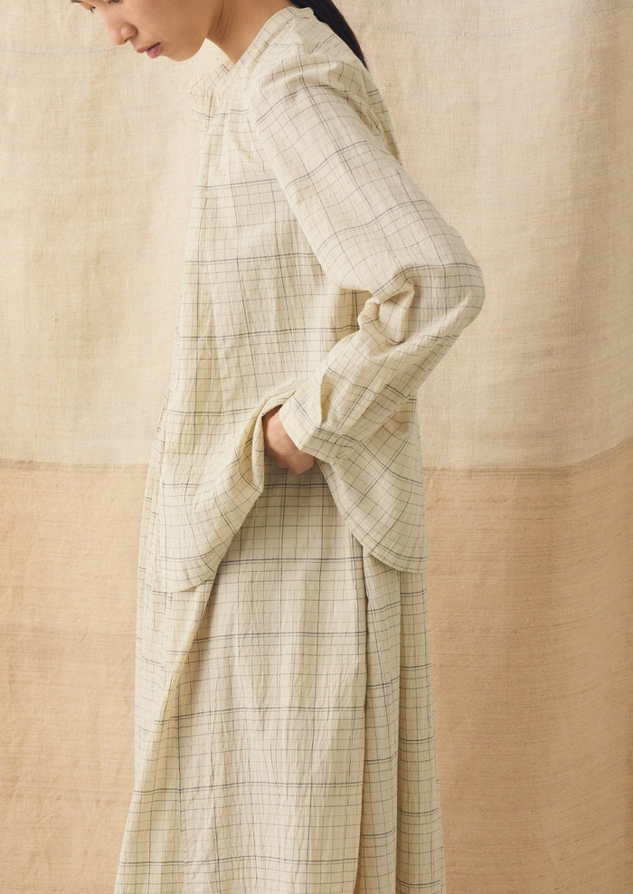 Page Check Cotton Swingy Shirt | Ecru/Black