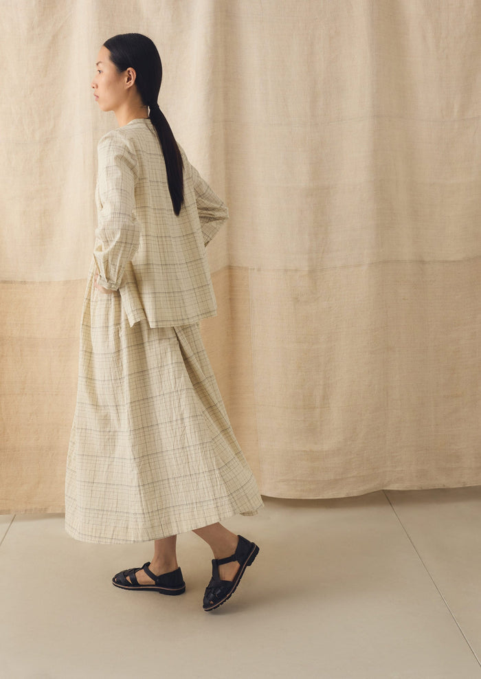Page Check Cotton Swingy Shirt | Ecru/Black