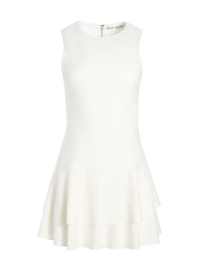 PALMIRA RUFFLE MINI DRESS - OFF WHITE