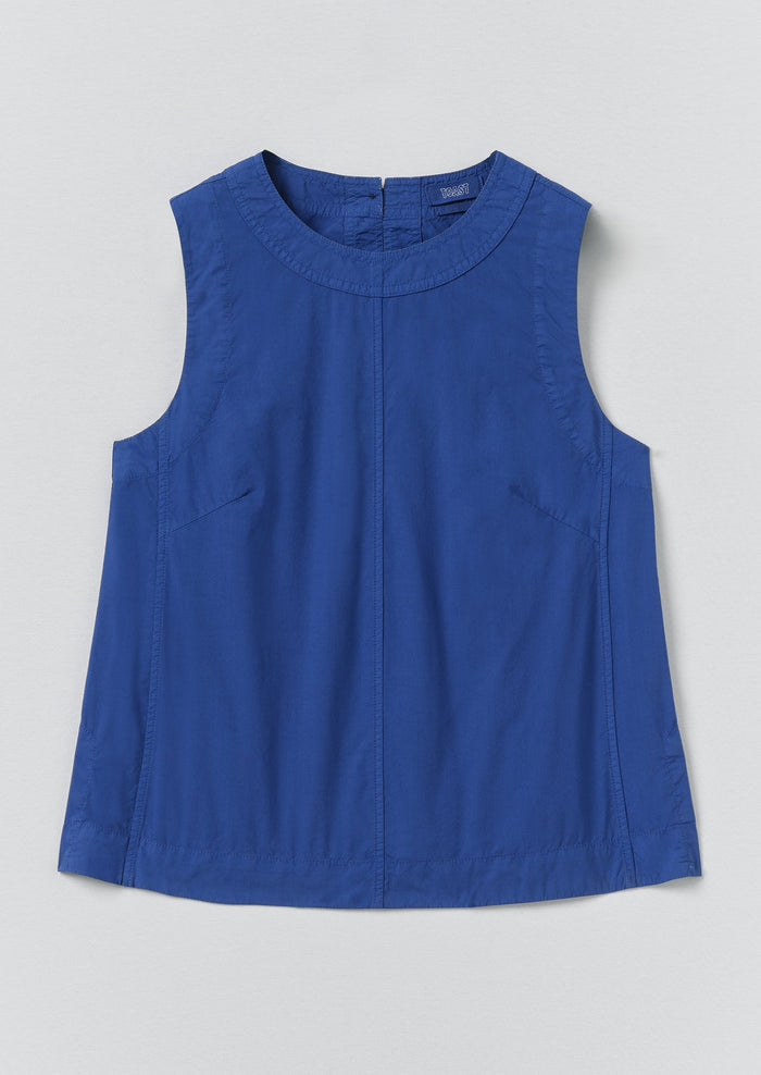 Panelled Garment Dyed Sleeveless Top | Carmine Blue