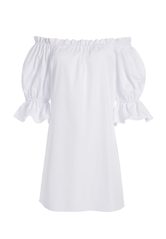 PAOLA OFF SHOULDER MINI DRESS - WHITE