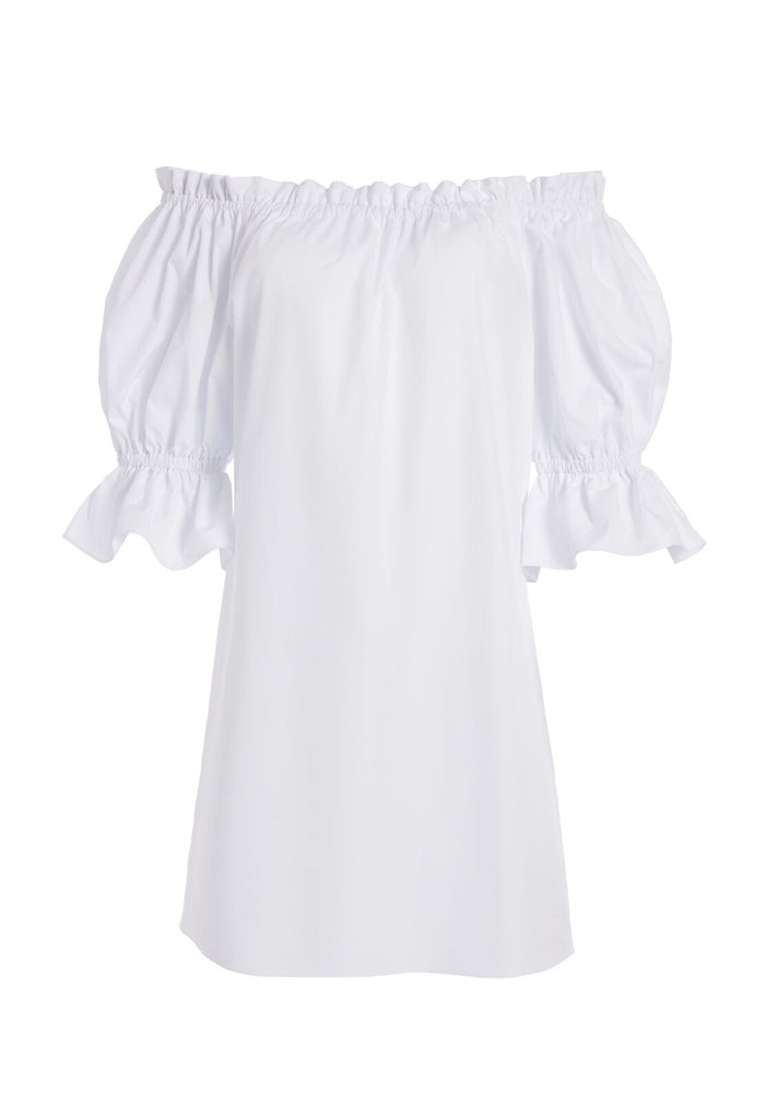 PAOLA OFF SHOULDER MINI DRESS - WHITE
