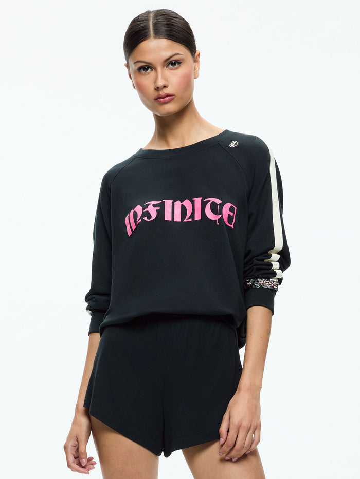 PARIS HILTON X BIG FEELINGS ALLI SLOUCHY CREWNECK - BLACK