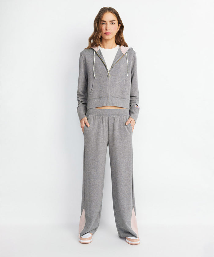 PARIS HILTON X BIG FEELINGS ELOISE ZIP UP HOODIE - DARK HEATHER GREY