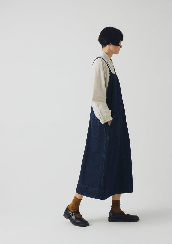 Patch Pocket Denim Dungaree Dress | Indigo