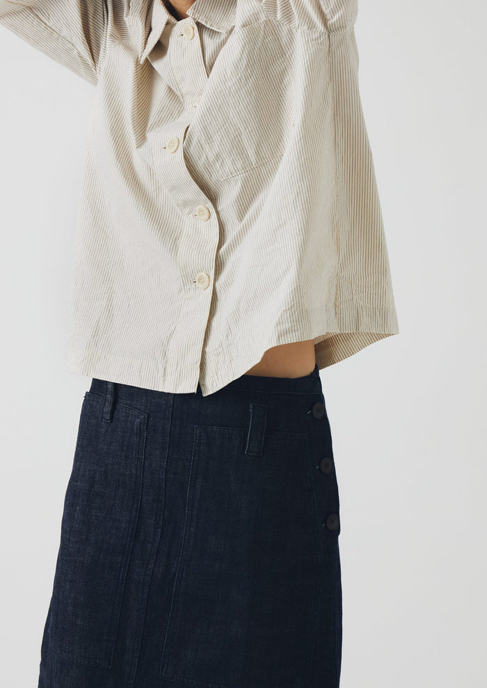 Patch Pocket Indigo Denim Skirt | Indigo