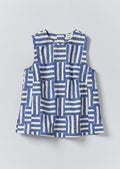 Patchwork Stripe Block Print Top | Deep Cornflower