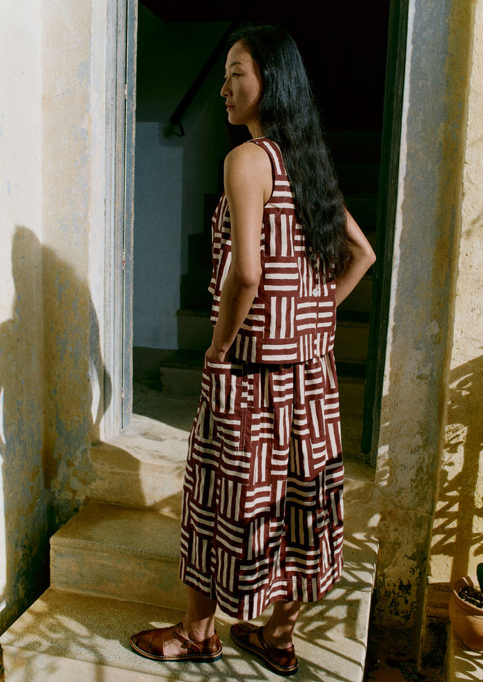 Patchwork Stripe Block Print Top | Sable
