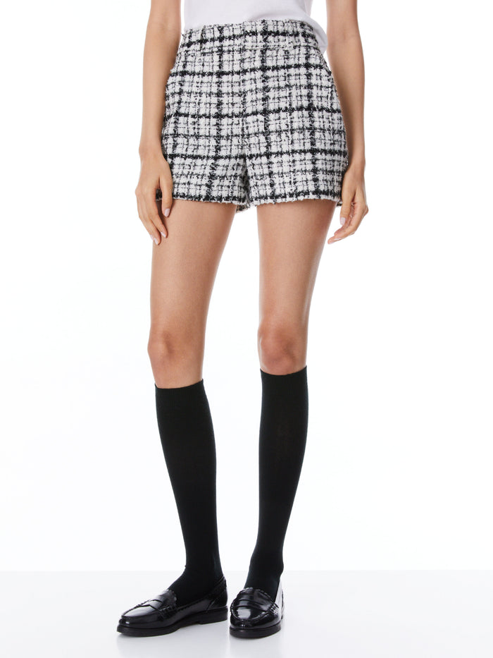 PAULA TWEED HIGH WAISTED SHORT - BLACK/OFF WHITE