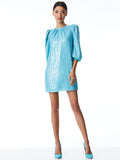 PAULETTA SEQUIN TUNIC DRESS - AQUA