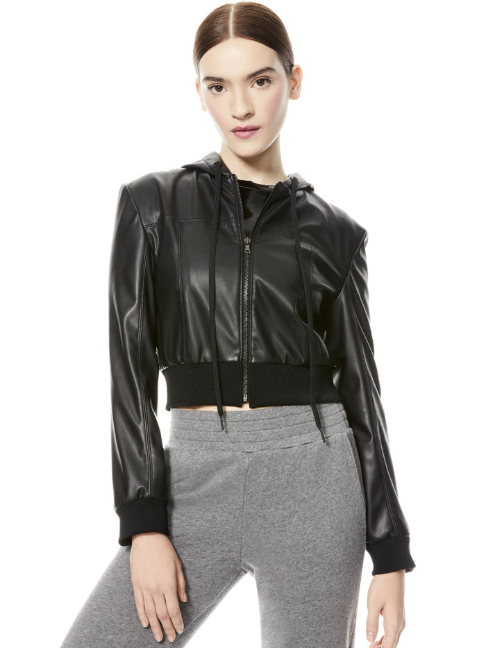 PAULIE VEGAN LEATHER JACKET - BLACK