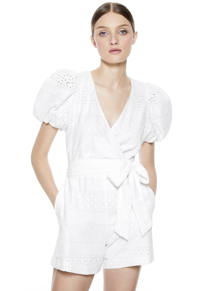 PAULINA PUFF SLEEVE ROMPER - OFF WHITE