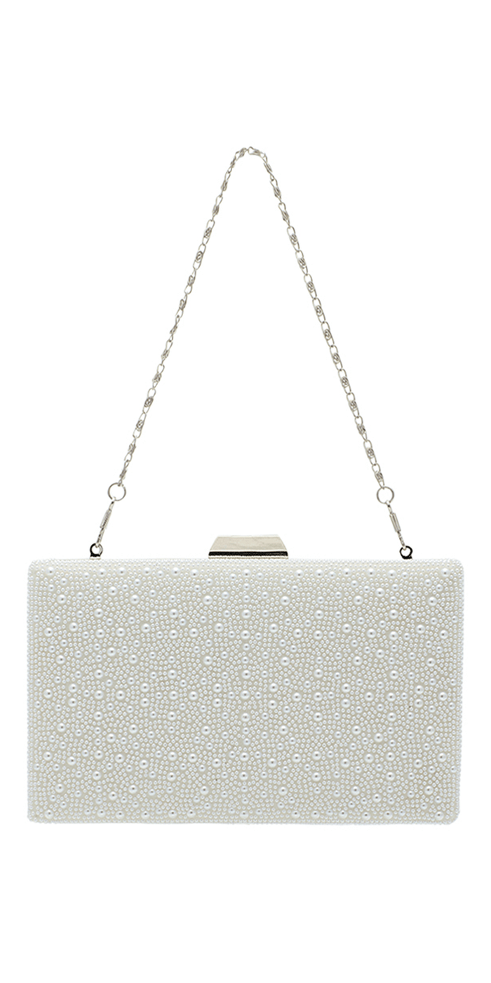 Camille La Vie Pearl and Satin Handbag with Metal top Closure