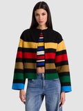 PEARSON STRIPED SWEATER JACKET - BLACK MULTI