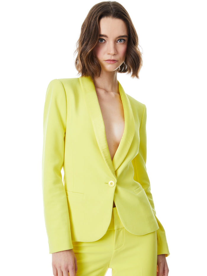 PEPPER SHAWL COLLAR FITTED BLAZER - CANARY