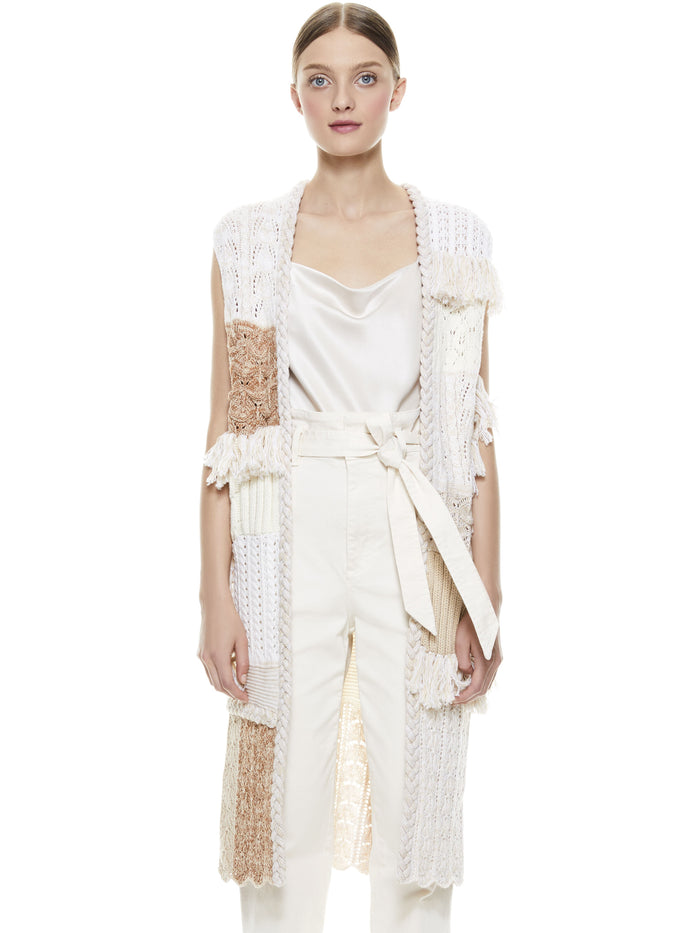 PERRY PATCHWORK SWEATER VEST - CREAM/SEPIA