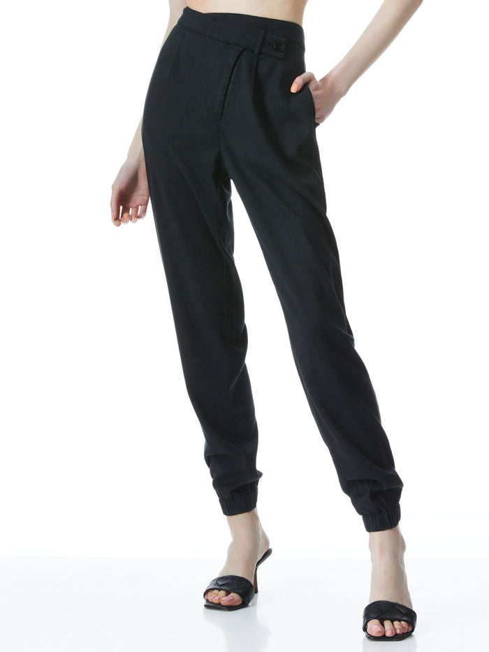 PETER ASYMMETRICAL SIDE TAB PANT - BLACK