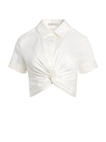 PHEBE KNOT FRONT CROP TOP - OFF WHITE