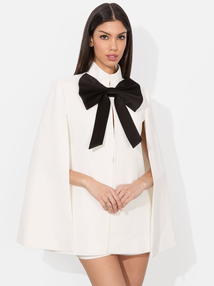 PHILIPPA BOW CAPE - OFF WHITE/BLACK
