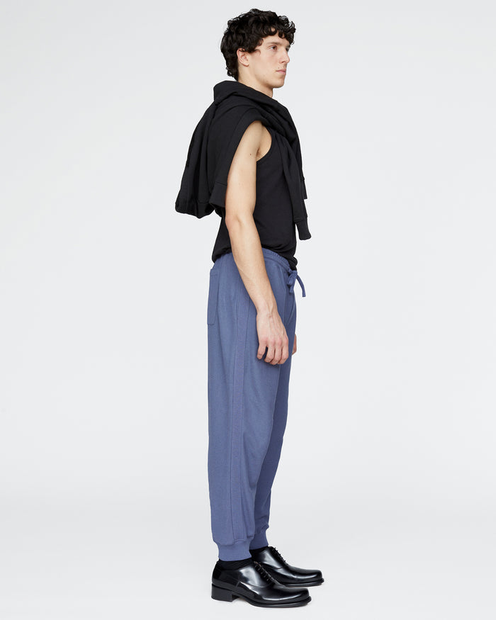 Pima Cotton Pique Banded Bottom Sweatpants - Dusk Blue