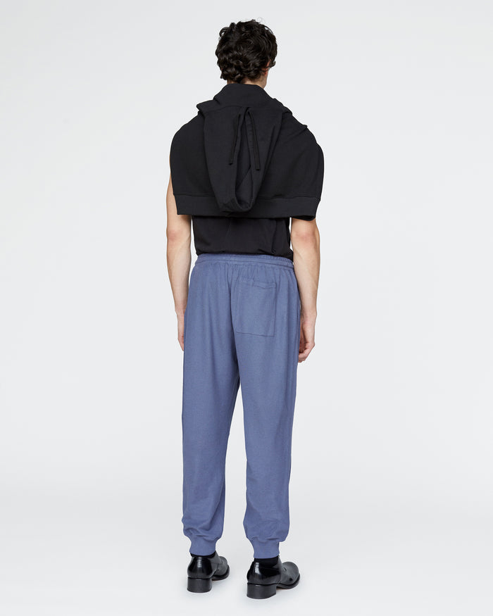 Pima Cotton Pique Banded Bottom Sweatpants - Dusk Blue