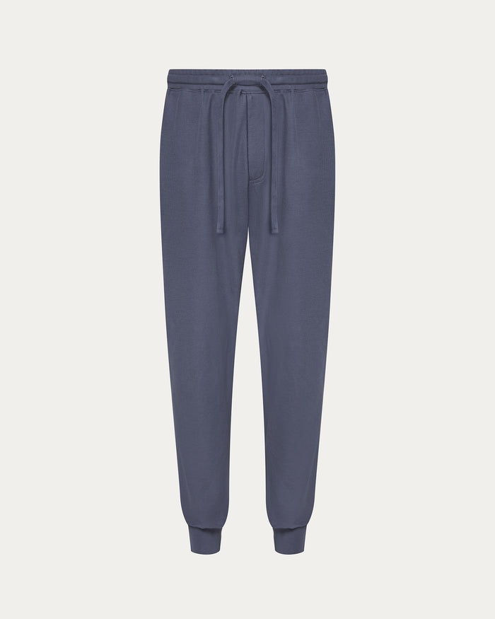Pima Cotton Pique Banded Bottom Sweatpants - Dusk Blue