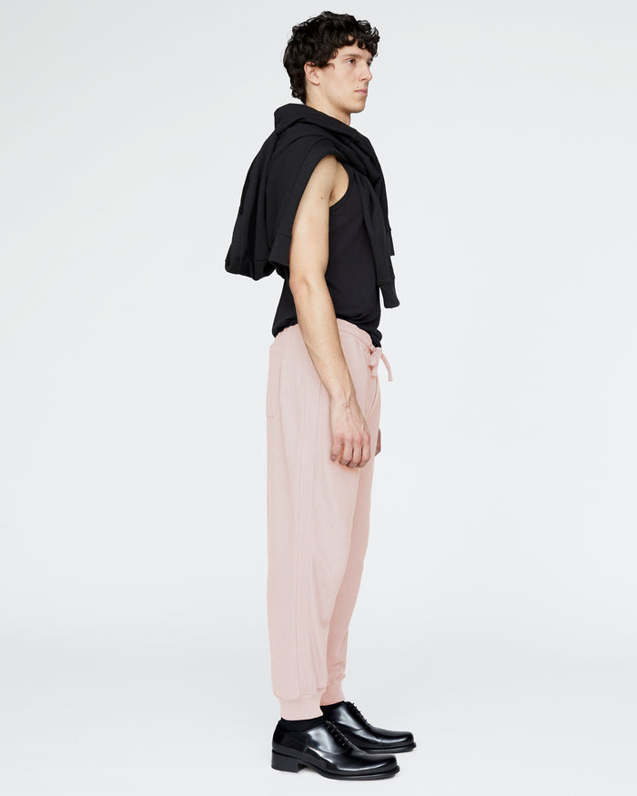 Pima Cotton Pique Banded Bottom Sweatpants - Faded Rose