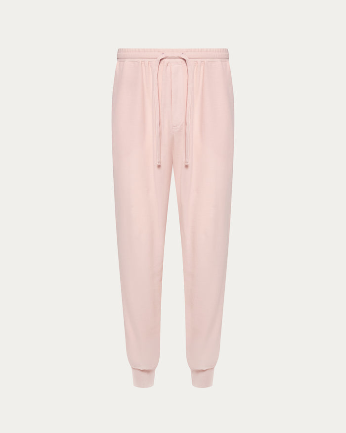 Pima Cotton Pique Banded Bottom Sweatpants - Faded Rose