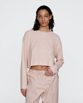 Pima Cotton Pique Cropped Boxy Tee - Faded Rose
