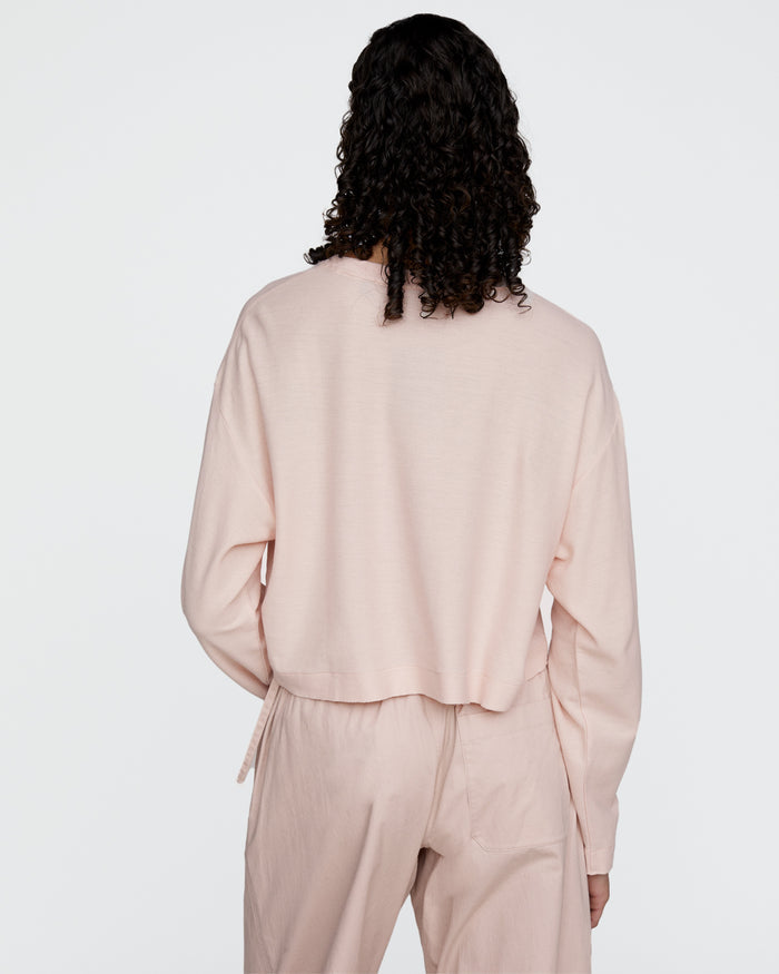 Pima Cotton Pique Cropped Boxy Tee - Faded Rose