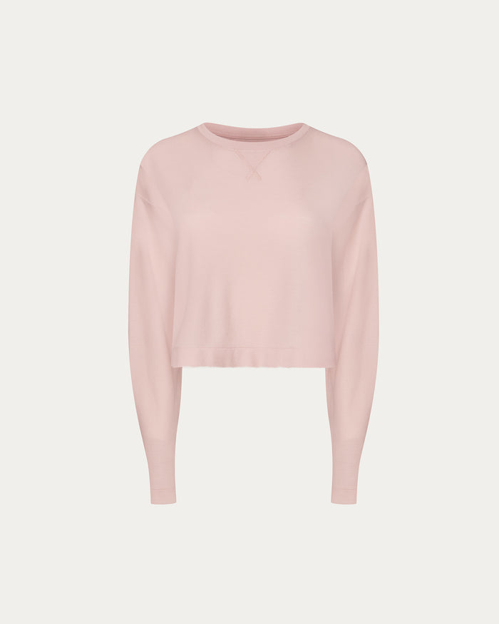 Pima Cotton Pique Cropped Boxy Tee - Faded Rose