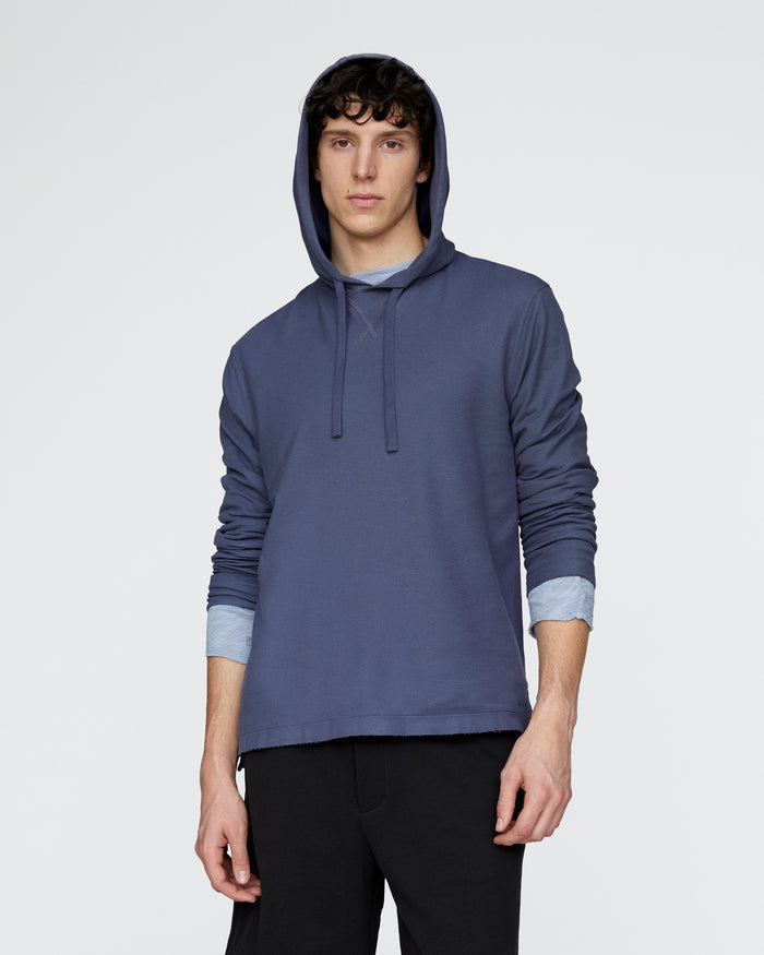 Pima Cotton Pique Hoodie - Dusk Blue
