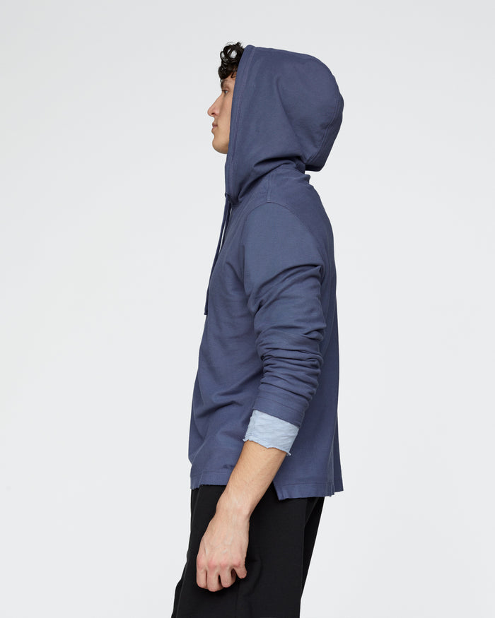 Pima Cotton Pique Hoodie - Dusk Blue