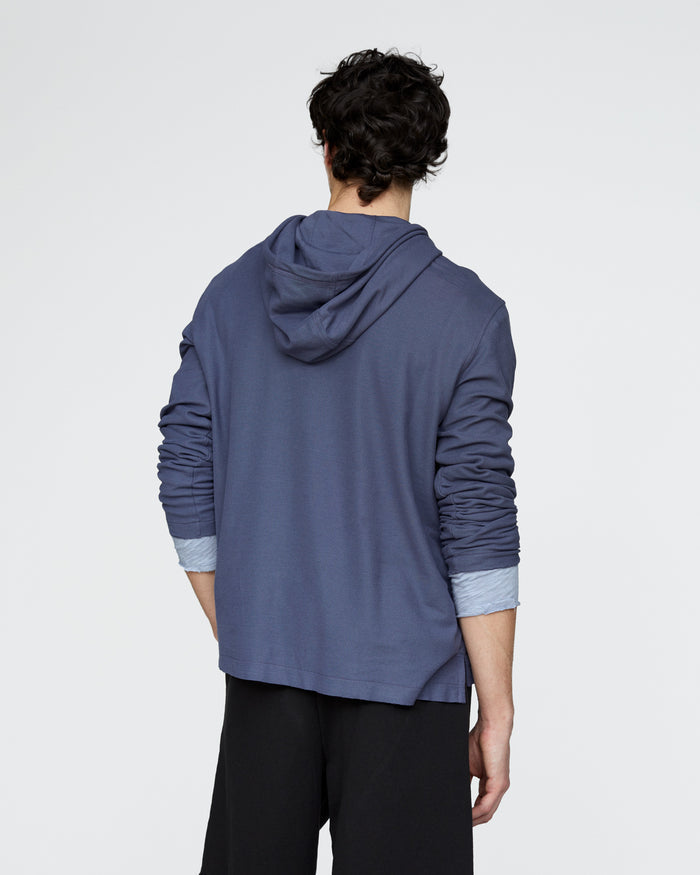 Pima Cotton Pique Hoodie - Dusk Blue