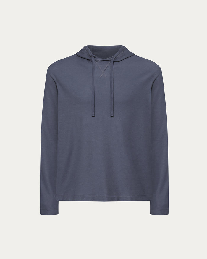 Pima Cotton Pique Hoodie - Dusk Blue