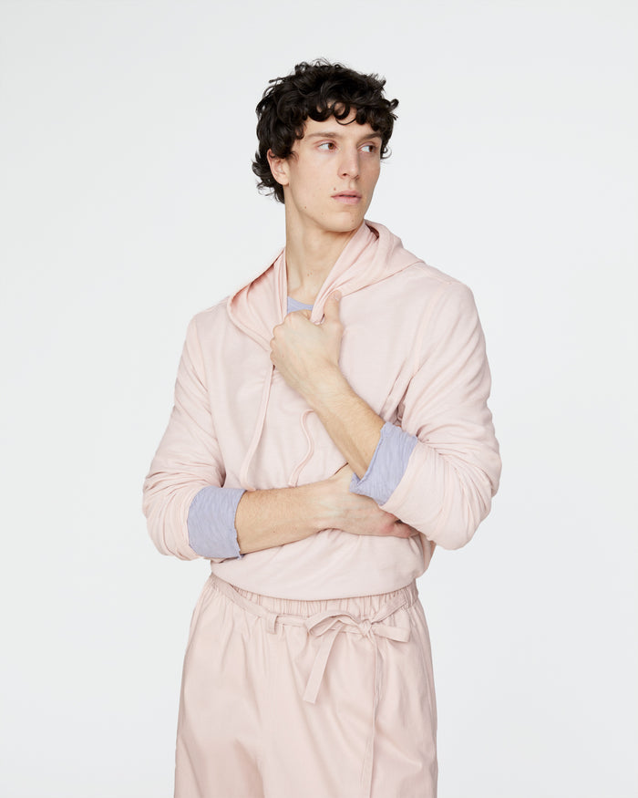 Pima Cotton Pique Hoodie - Faded Rose