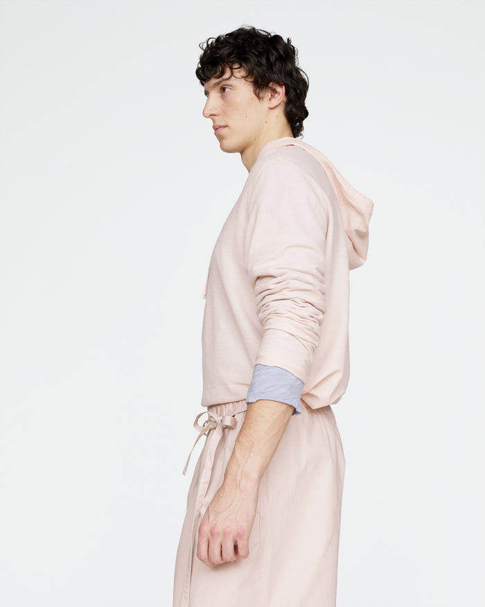 Pima Cotton Pique Hoodie - Faded Rose