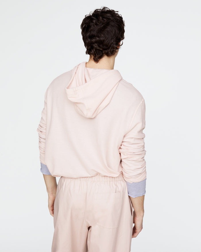 Pima Cotton Pique Hoodie - Faded Rose